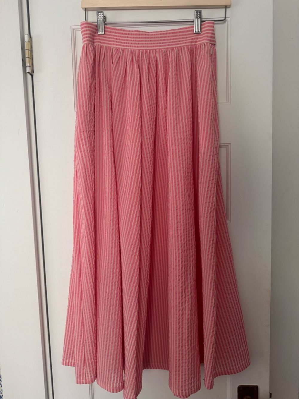 Caron Callahan Rita Pink Striped Midi Skirt Size Small
